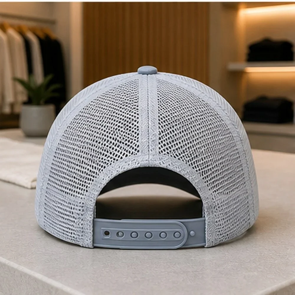 ALO Yoga Mist Blue Gray Travel Mesh Trucker Cap Hat NWT